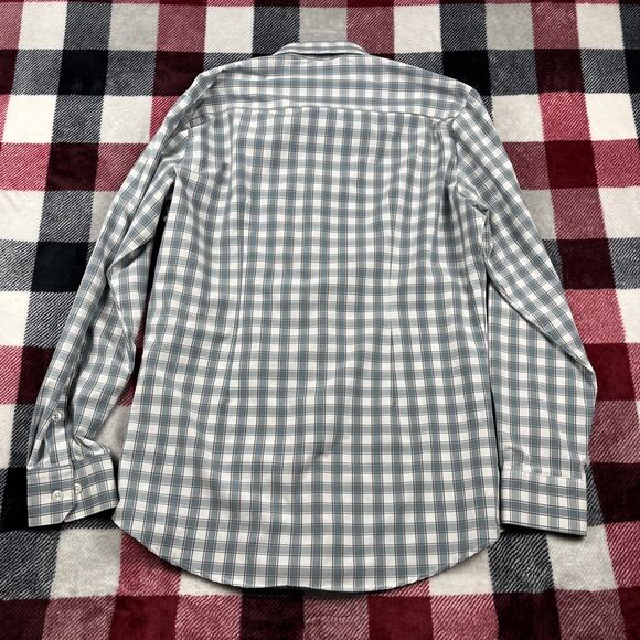 Mizzen Main Shirt Mens M Gray Check Leeward Classic No Tuck Button Prep Stretch - Picture 8 of 9